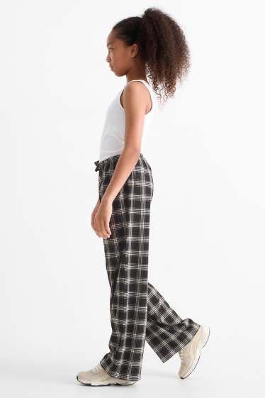 Copii - Fete - Pantaloni de stofă - în carouri - negru