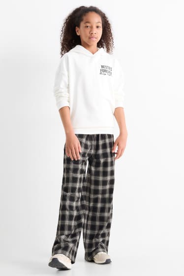 Copii - Fete - Pantaloni de stofă - în carouri - negru
