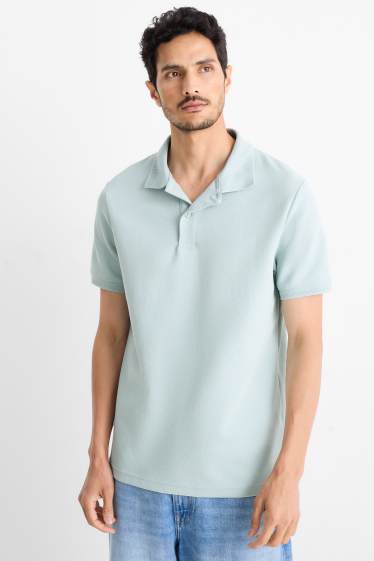 Bărbați - Tricou polo din tricot - regular fit - structurat - albastru deschis