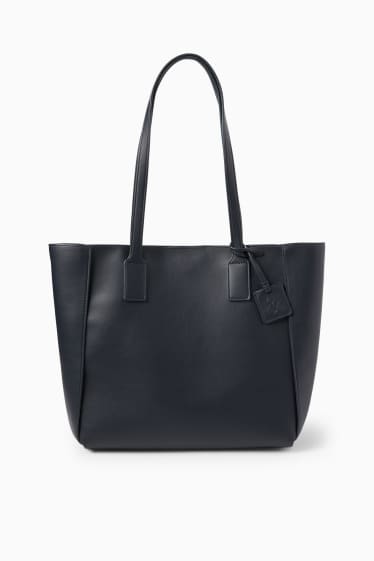 Femei - Geantă shopper mare - imitație de piele - albastru închis