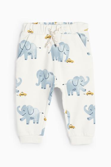 Bebeluși - băieți - Elefant - compleu bebeluși - 3 piese - alb / albastru