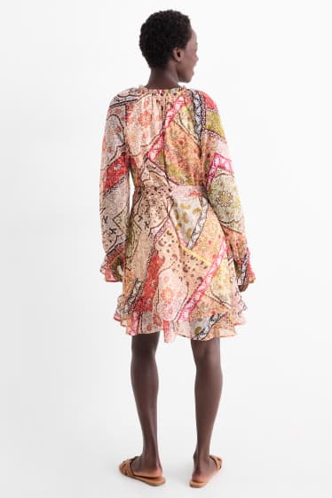 Femei - Rochie din șifon - cu model - multicolor
