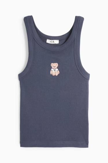 Dámské - Top - žebrovaný - tmavomodrá