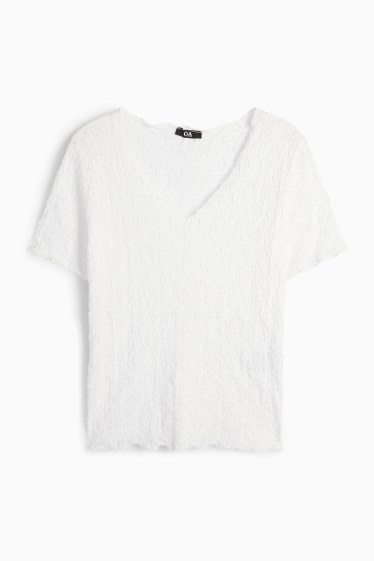 Femei - Tricou - regular fit - structurat - alb