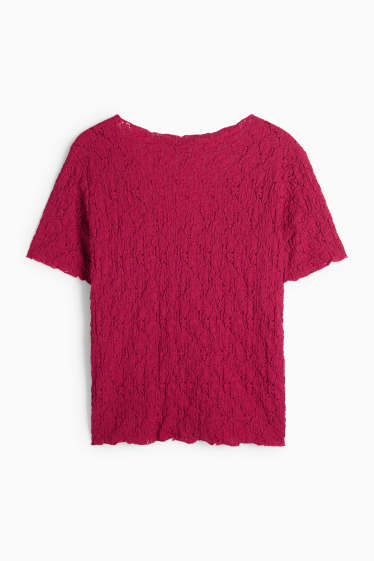 Femei - Tricou - regular fit - structurat - roz
