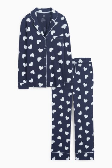 Femei - Pijama - cu model - albastru închis