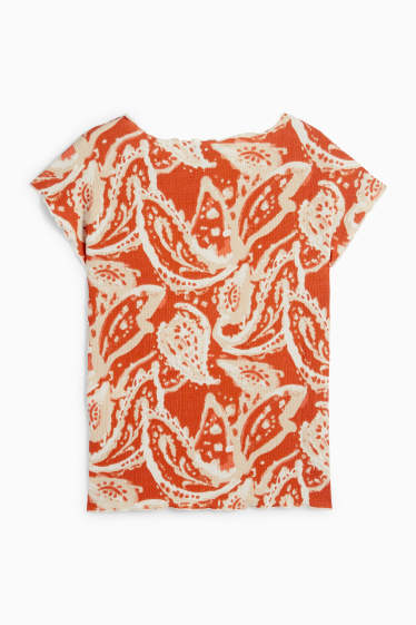 Femei - Tricou - regular fit - cu model - structurat - portocaliu