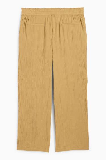 Femei - Pantaloni de stofă - talie medie - comfort fit - structurați - galben muștar