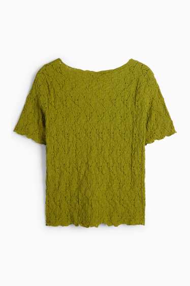 Damen - T-Shirt - Regular Fit - strukturiert - grün