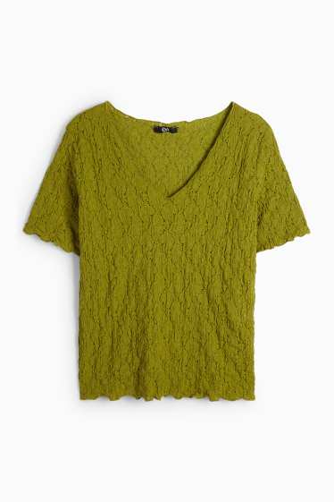Damen - T-Shirt - Regular Fit - strukturiert - grün