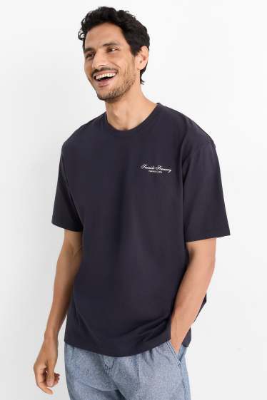Hommes - T-shirt - relaxed fit - bleu foncé