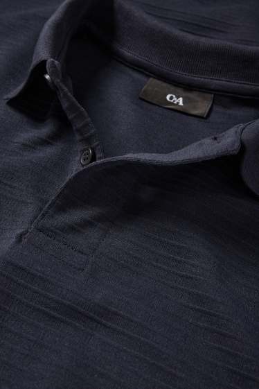 Bărbați - Tricou polo - regular fit - reiat - albastru închis