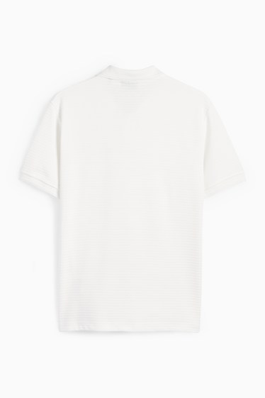 Bărbați - Tricou polo - regular fit - reiat - alb