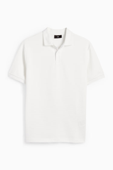 Bărbați - Tricou polo - regular fit - reiat - alb