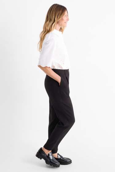 Femei - Pantaloni de stofă - talie înaltă - tapered fit - negru