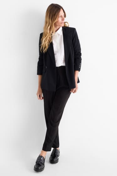 Femei - Pantaloni de stofă - talie înaltă - tapered fit - negru