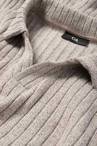 Bărbați - Tricou polo din tricot - reiat - bej