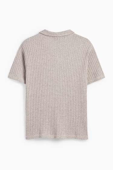 Bărbați - Tricou polo din tricot - reiat - bej