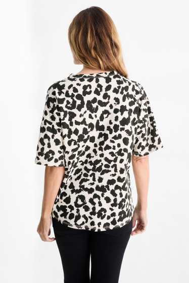 Femei - Tricou - supradimensionat - imprimeu de leopard - negru / nej