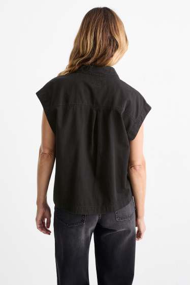 Femei - Bluză fără mâneci din denim - negru