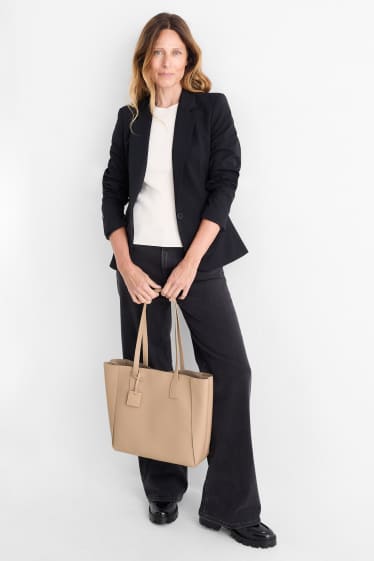 Femei - Geantă shopper mare - imitație de piele - bej deschis