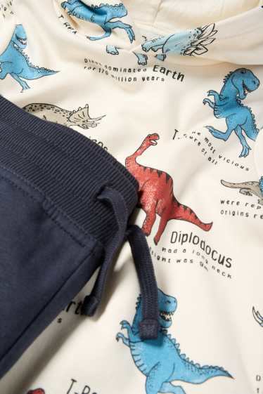 Copii - Băieți - Dinozaur - set - hanorac și pantaloni de trening - 2 piese - alb-crem
