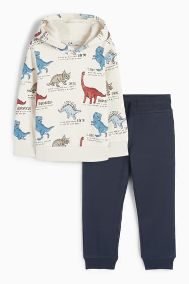 Copii - Băieți - Dinozaur - set - hanorac și pantaloni de trening - 2 piese - alb-crem