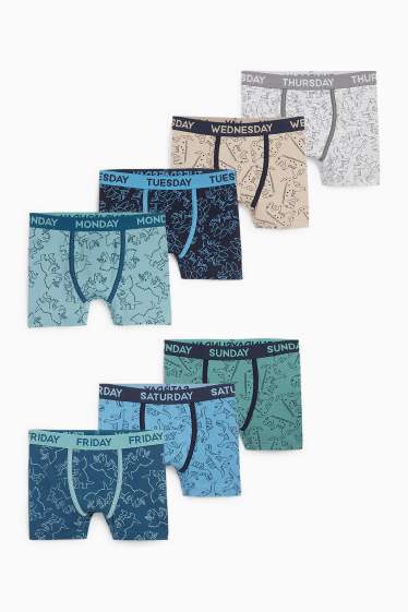 Children Boys - Multipack of 7 - dinosaur - boxer shorts - blue