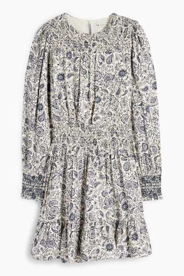 Copii - Fete - Rochie - cu flori - albastru / alb
