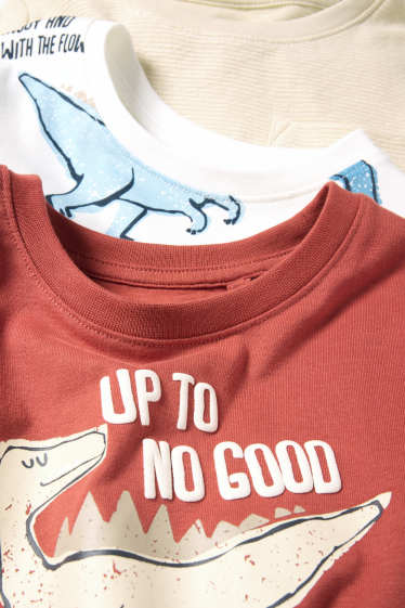 Copii - Băieți - Multipack 3 buc. - dinozaur - tricou cu mânecă lungă - portocaliu închis