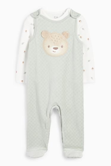 Unisex - Ursuleți - set salopetă - 2 piese - verde mentă