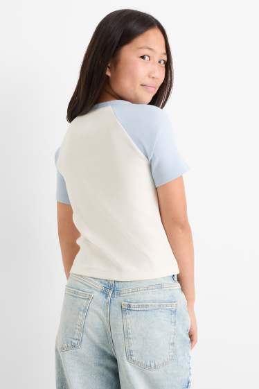 Copii - Fete - Lilo & Stitch - tricou cu mânecă scurtă - reiat - alb