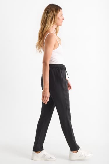 Femei - Pantaloni de stofă - talie medie - tapered fit - negru