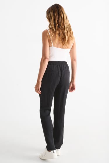 Femei - Pantaloni de stofă - talie medie - tapered fit - negru