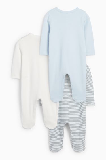 Bebeluși - băieți - Multipack 3 buc. - pijama salopetă bebeluși - albastru deschis