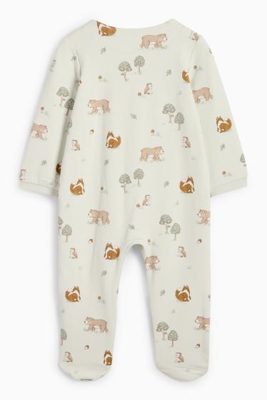 Unisex - Animale din pădure - pijama salopetă bebeluși - verde mentă