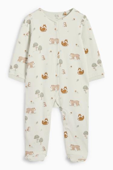 Unisex - Animale din pădure - pijama salopetă bebeluși - verde mentă