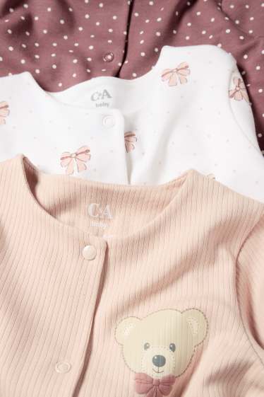 Bebeluși - fete - Multipack 3 buc. - ursuleți și fundă - pijama salopetă bebeluși - roz