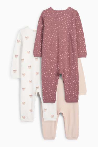 Bebeluși - fete - Multipack 3 buc. - ursuleți și fundă - pijama salopetă bebeluși - roz