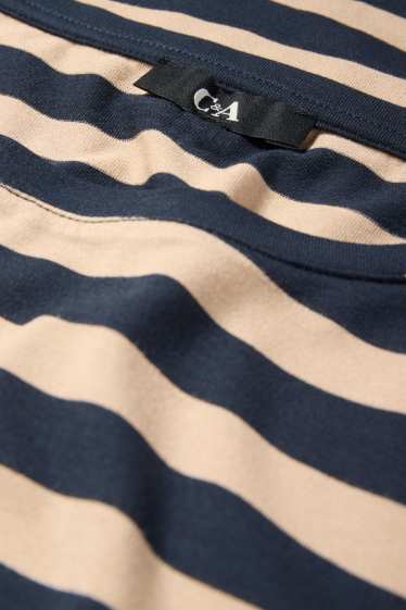 Femei - Tricou - regular fit - cu dungi - albastru / bej