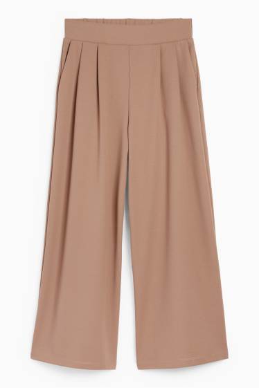 Femei - Pantaloni din jerseu - talie medie - palazzo - maro deschis