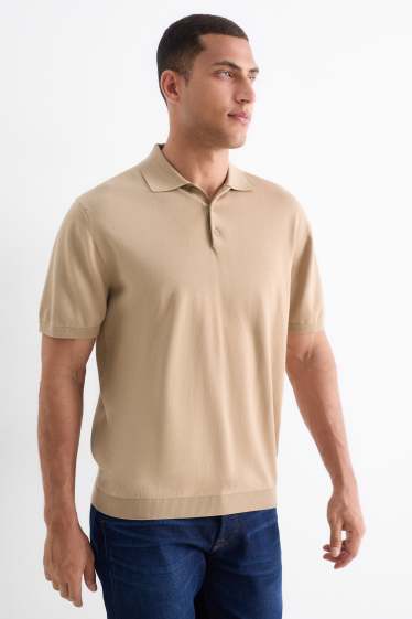 Bărbați - Tricou polo tricotat - regular fit - bej