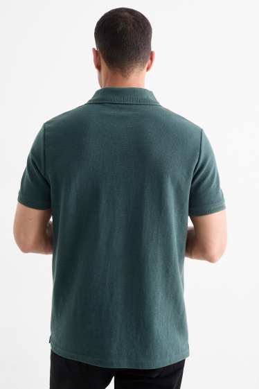Bărbați - Tricou polo din tricot - regular fit - structurat - verde închis