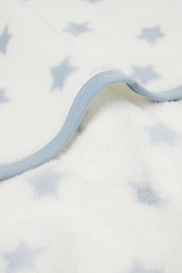 Bebeluși - băieți - Steluțe - pătură de fleece bebeluși - 100 x 85 cm - alb / albastru
