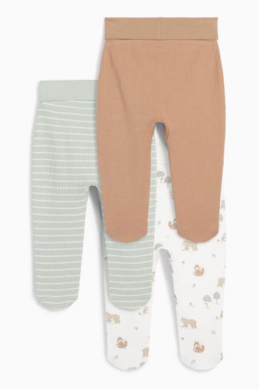 Unisex - Multipack 3 perechi - animale din pădure - pantaloni nou-născuți - albastru / bej