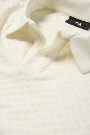 Bărbați - Tricou polo - regular fit - structurat - alb-crem