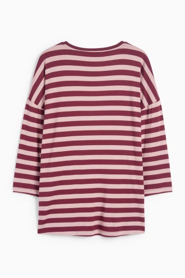 Femei - Tricou - regular fit - cu dungi - roz / roșu închis