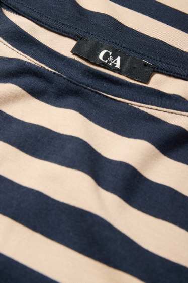 Femei - Tricou - regular fit - cu dungi - albastru / bej