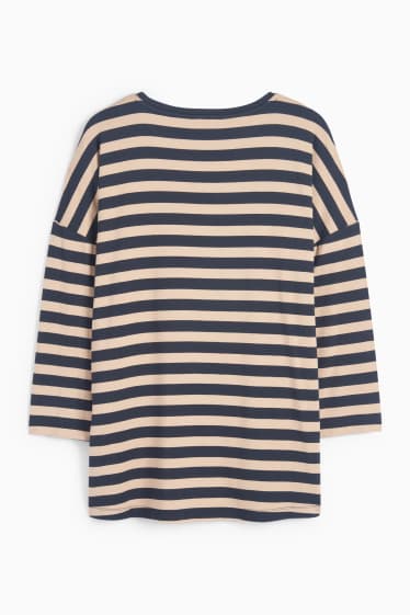 Femei - Tricou - regular fit - cu dungi - albastru / bej