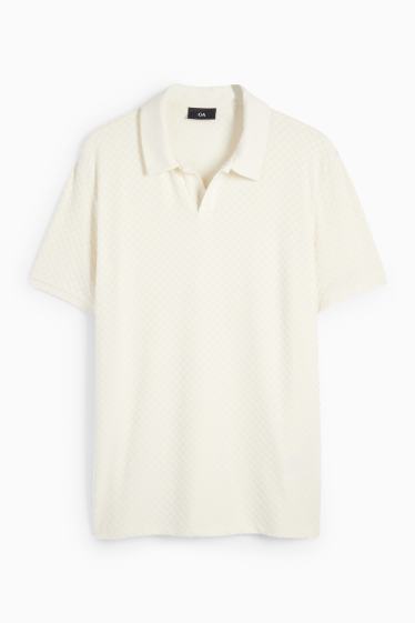 Bărbați - Tricou polo - regular fit - structurat - alb-crem